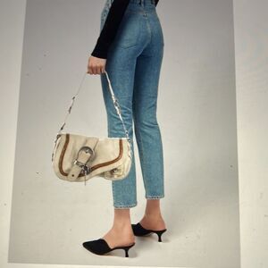 Christian Dior Cream gaucho double saddle bag
